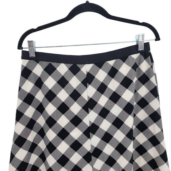 Ann Taylor Skater Skirt 8 Black White Picnic Plaid Full Tea Length Ribbon Waist - Picture 7 of 10